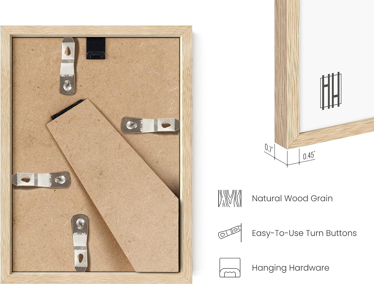 HAUS AND HUES Solid Oak 4x6 Picture Frame Set of 4 - Bulk Frames for Wall or Tabletop, Multiple Photos, Wooden Frames