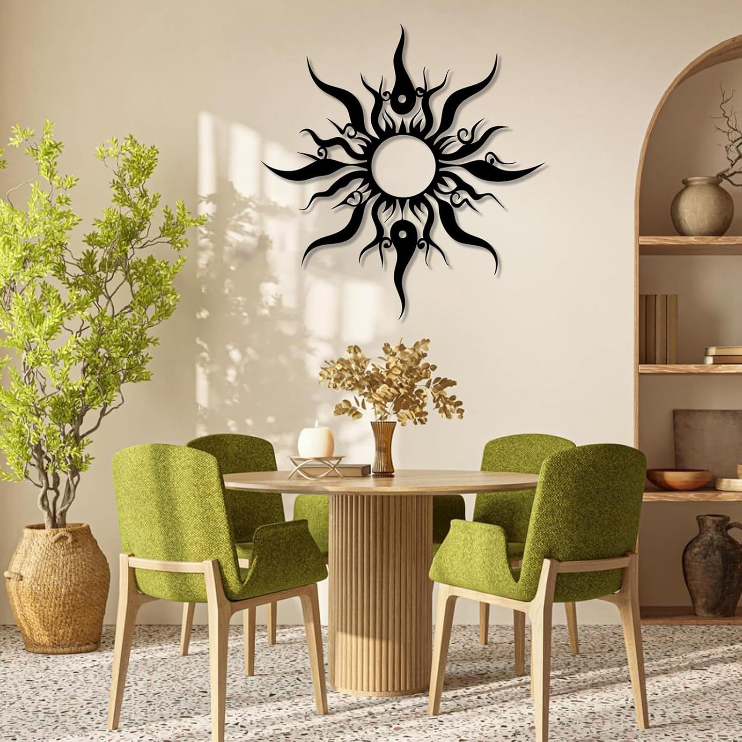 Hotuijxca Metal Wacky Sun Wall Art, Wacky Sun Metal Decor for Livingroom, Bedroom (White, 39"x38"/100x96cm, metal wall art)