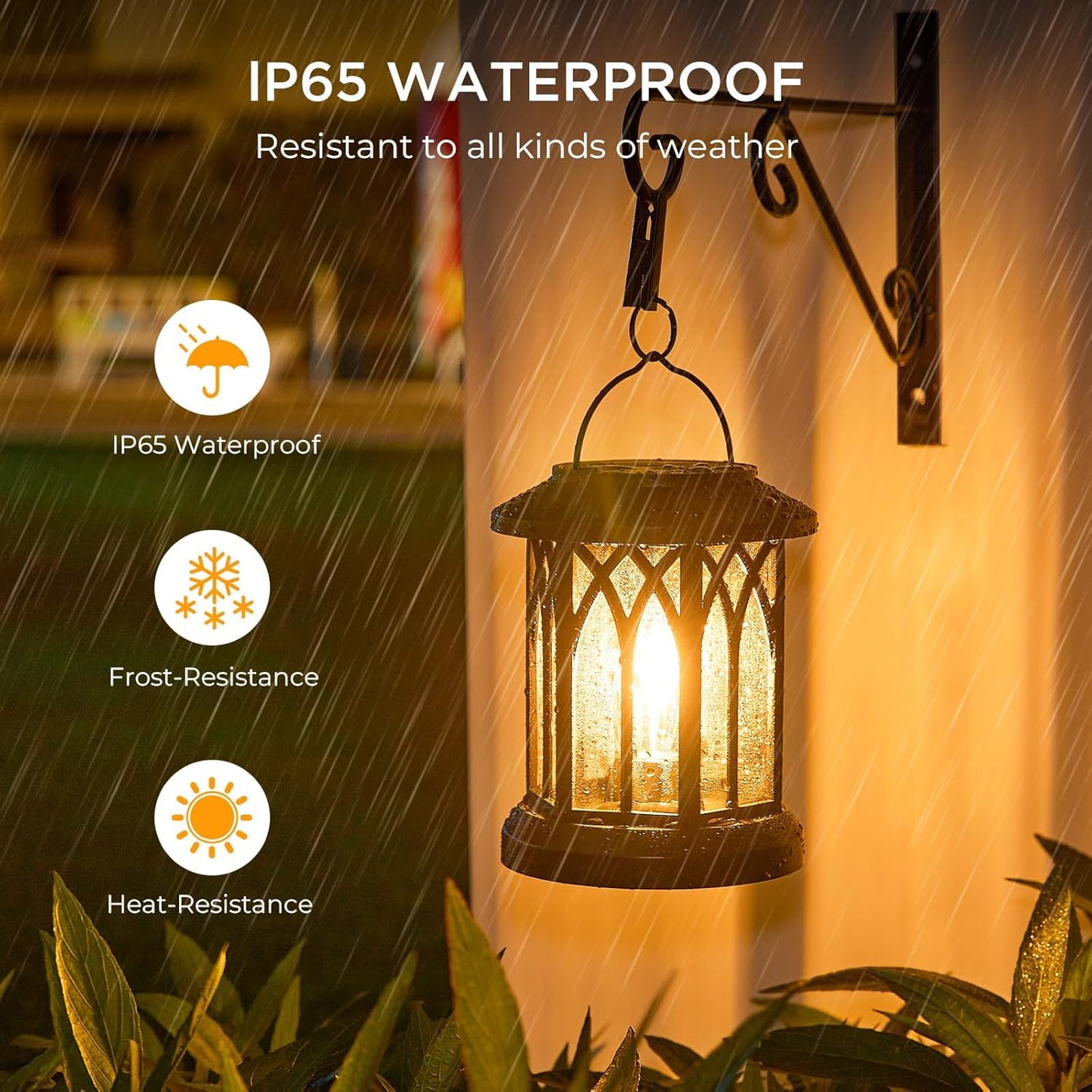 WdtPro Solar Lanterns Outdoor Hanging 4 Pack, Upgraded Bright Waterproof Lantern for Outside, Over 12Hrs Powered Lights for Garden, Yard, Patio Decor (Warm Light)