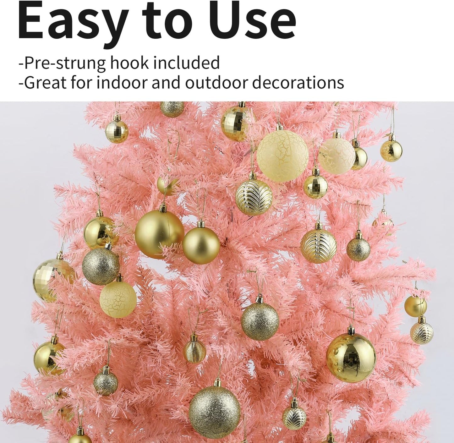 LANGXUN 36pcs Gold Christmas Tree Decorations Balls, Bolas De Navidad, 2025 Christmas Decor, Indoor Outdoor Shatterproof Christmas Ornaments, Xmars Party Wedding Suppiles