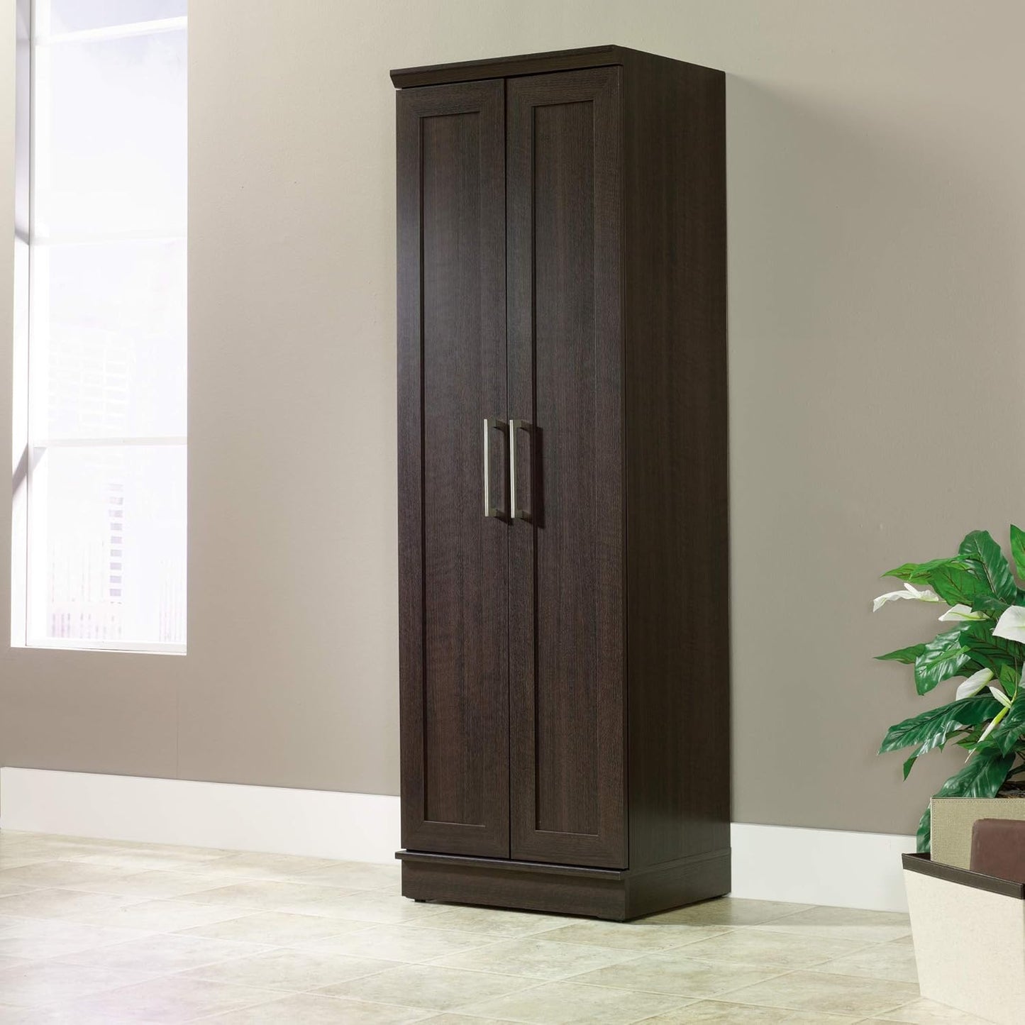 Sauder HomePlus Kitchen Pantry Storage Cabinet with Adjustable Shelves, Laundry Bathroom, L: 23.31" x W: 17.01" x H: 71.18", Dakota Oak