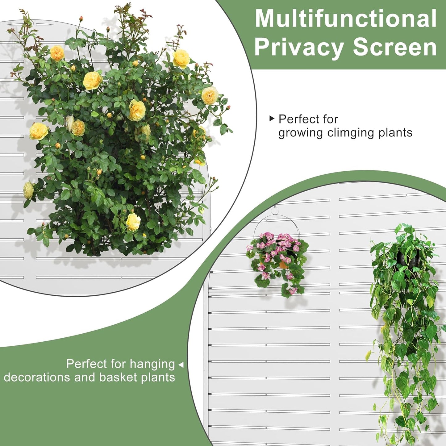 Casaphoria Metal Raised Garden Bed with Trellis and Wheels, 72"x35"x16" Arched Planter Box for Climbing Plants, Vegetables & Vines, Features Drainage Holes and Privacy Screen (White-Louvered)