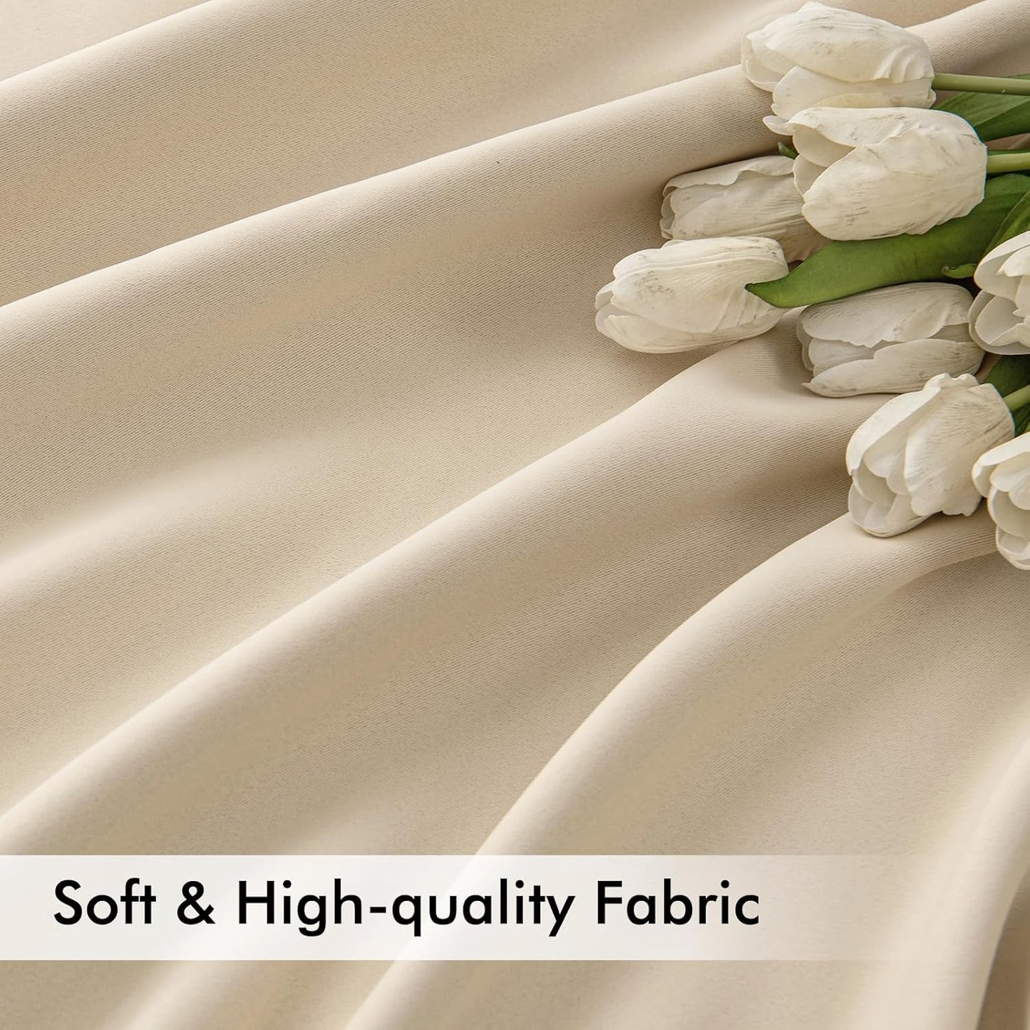 MIULEE Cream Beige Back Tab Light Blocking Curtains 72 Inch Length 2 Panels Set for Living Room Bedroom Privacy, Rod Pocket/Pinch Pleat Thermal Insulated Room Darkening Pleated Blackout Drapes