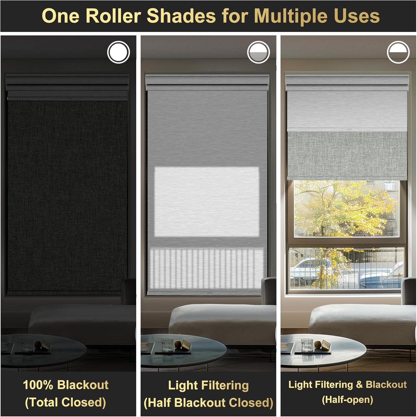 BERISSA Cordless Dual Roller Shades with Cassette Valance,Double Window Shades Blackout and Light Filtering Shades,Day and Night Roller Shades for Home Office Door.Linen Grey and White.34 W x 48" H