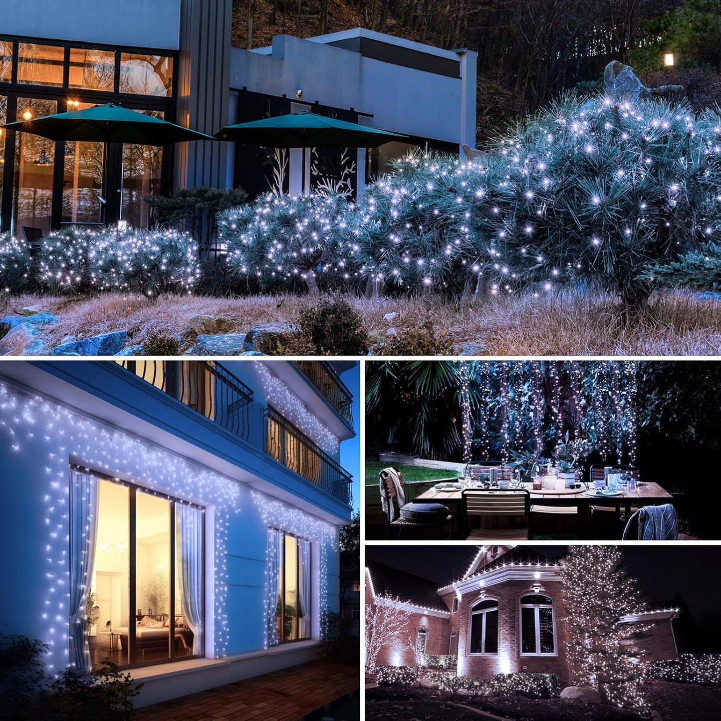 btfarm 8 Pack Solar String Lights Outdoor, Total 640LED 264FT Solar Fairy Lights Waterproof 8 Modes, Copper Wire Twinkle Lights Solar for Outside Garden Patio Tree Xmas Wedding Party Decor, Cool White