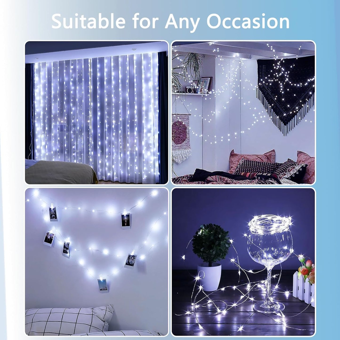 4 Pack Fairy Lights Battery Operated with Remote Control Timer, 26 FT 80 LED String Lights Outdoor Indoor, 8 Mode Twinkle Lights for Christmas Party Wedding Birthday Bedroom Décor (Cool White)