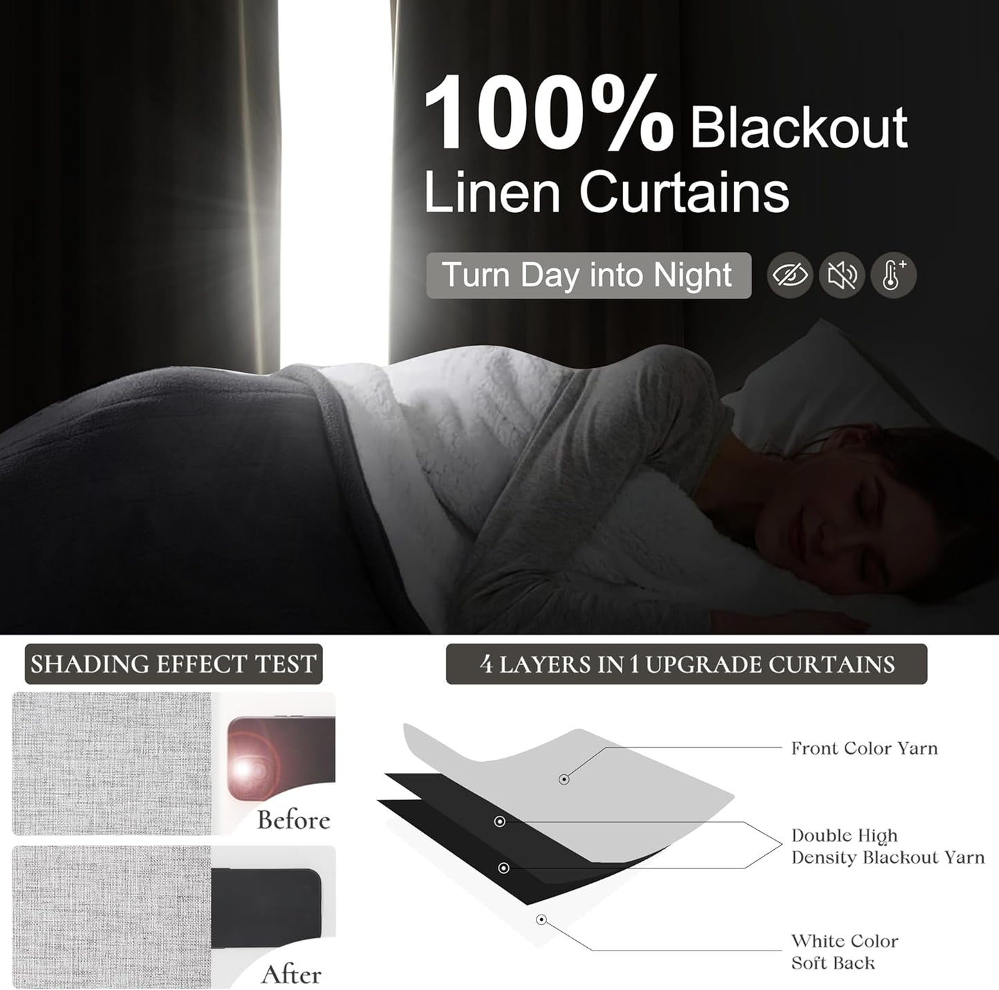 Gray 108 Inch Extra Long Curtains for Living Room 2 Panels Set, Memory Trained Pinch Pleated Blackout Lux Decor Window Drapes Energy Efficient Privacy Curtain 108 Inches for Bedroom(Linen Grey)