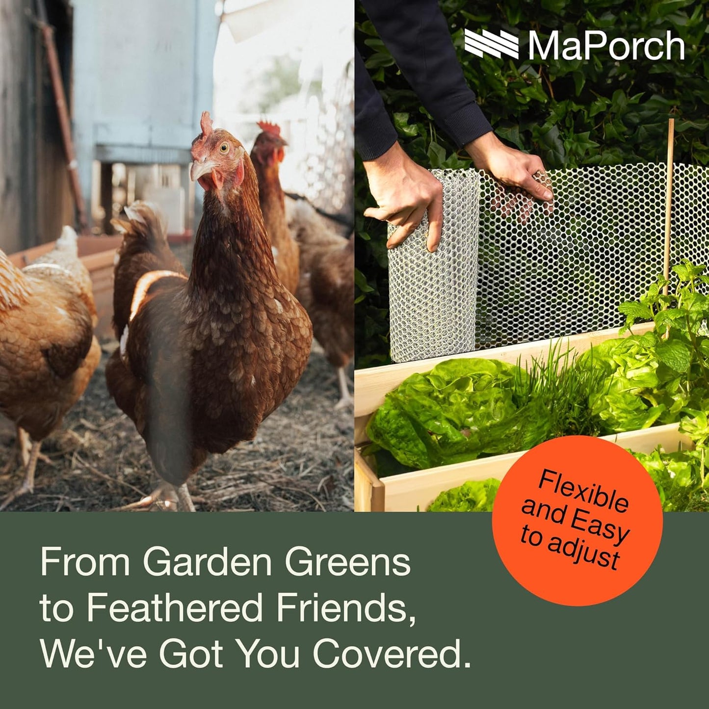 MaPorch Plastic Wire Mesh Fence - White, 15.71" x 10 ft - Plastic Chicken Wire Fencing for Dogs, Rabbits & Poultry - Chicken Netting - Snake Barrier - Balcony Netting for Pets - Balcony Cat Barrier