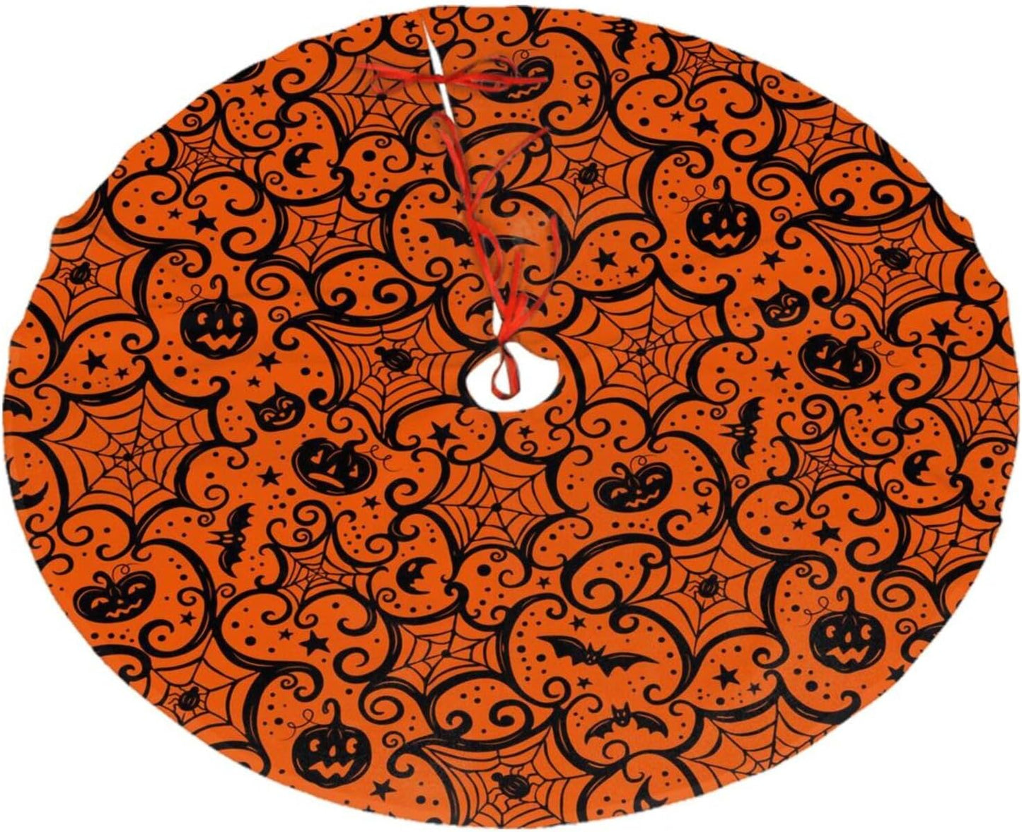 Christmas Tree Skirt,Halloween Pumpkin Xmas Tree Skirt Rustic Farmhouse Tree Skirt for Christmas Decor Xmas Holiday Home Party Decorations36
