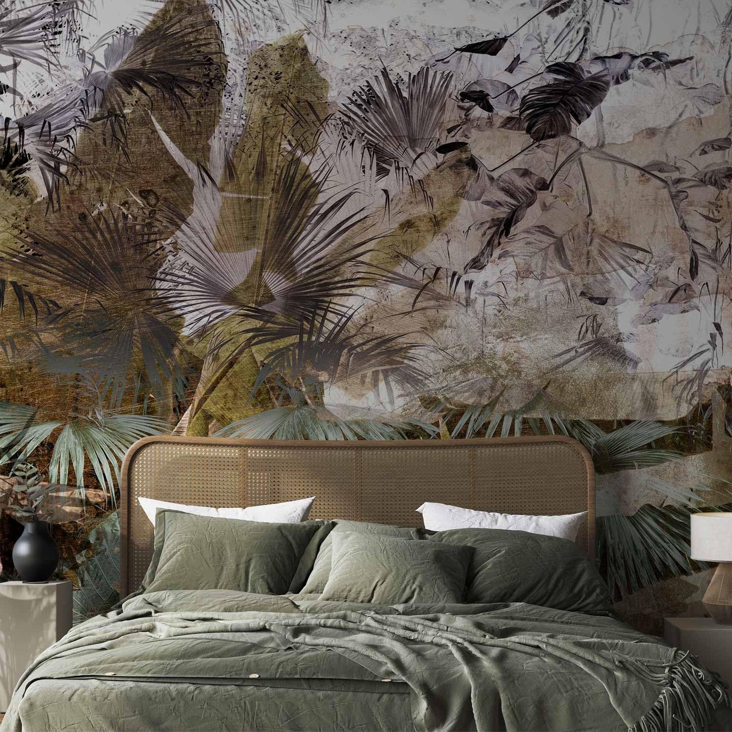 artgeist Wall Mural Tropical Leaves 157x110 in - XXL Non-Woven Wallpaper Fleece Wall Decor Photo Print Picture Image Design Jungle Nature Palm Leaves Like Painted b-C-0789-a-a