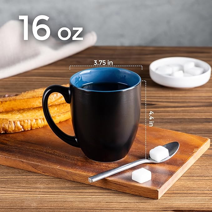GBHOME 16oz Coffee Mugs Set of 6, Large Ceramic Coffee Mugs for Man, Woman, Dad, Mom, Modern Coffee Mugs Set with handle for Tea/Latte/Cappuccino/Milk/Cocoa. Dishwasher&Microwave Safe,Multi-Color