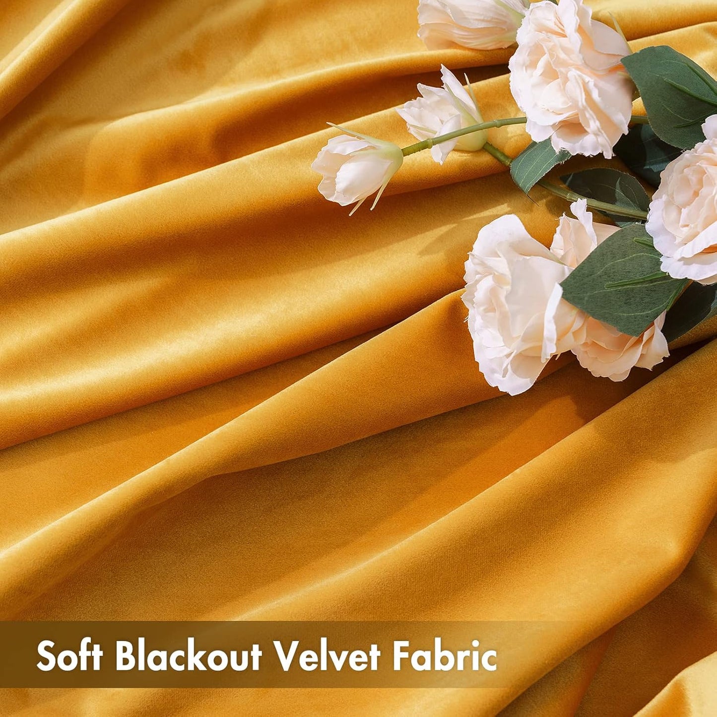 MIULEE Mustard Yellow Velvet Curtains Thermal Insulated Blackout Curtain Fall Drapes for Bedroom Living Room Darkening 96 Inches Long Curtains Panels Rod Pocket Set of 2