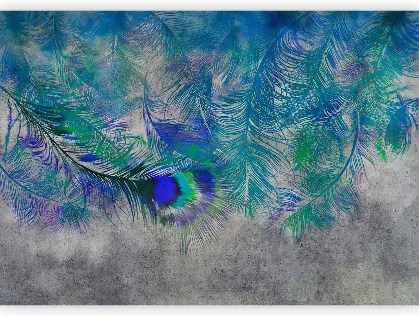 artgeist Wall Mural Cement Feather 197x138 in - XXL Non-Woven Wallpaper Fleece Wall Decor Photo Print Picture Image Design Landscape Colorful Abstract n-A-1488-a-a