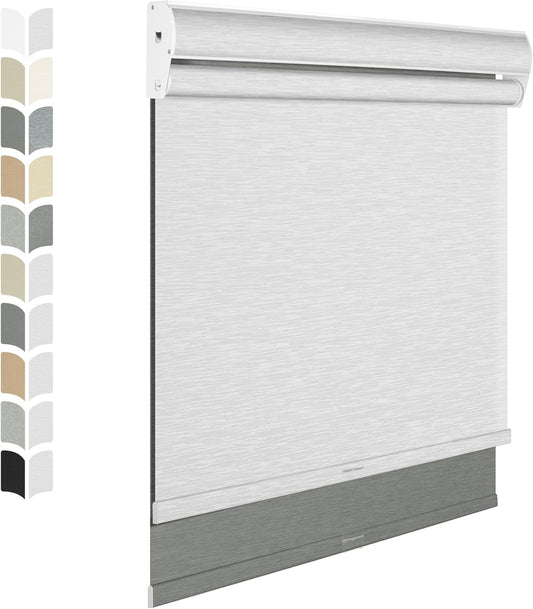 BERISSA Cordless Dual Roller Shades With Cassette Valance, Blackout and Light Filtering, Day and Night for Home Office Door - Grey and White, 31 W x 86" H