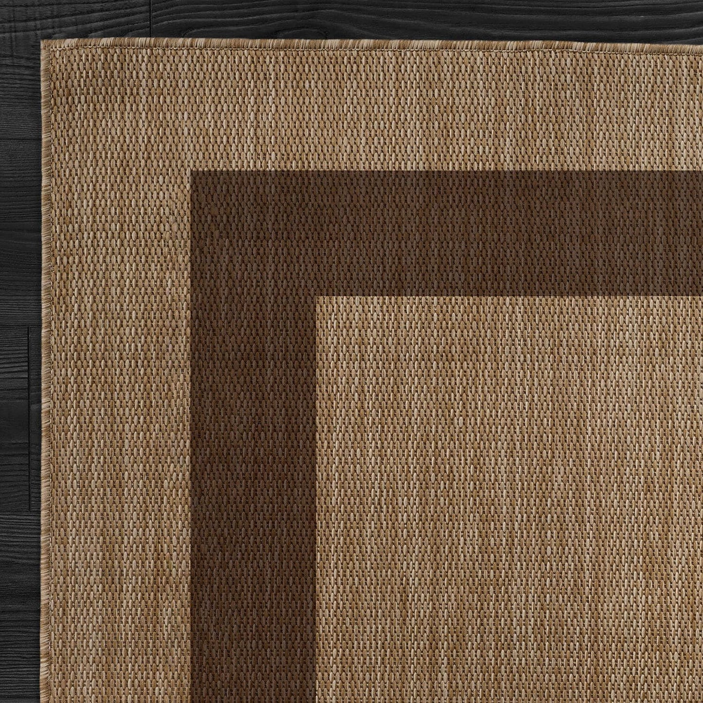 CAMILSON Outdoor Rug 6x9 - Modern Outside Rugs for Patios Porches Waterproof Durable Washable Non-Shedding, Easy-to-Clean Indoor Outdoor Area Carpet (6 x 9, Bordered - Jute)