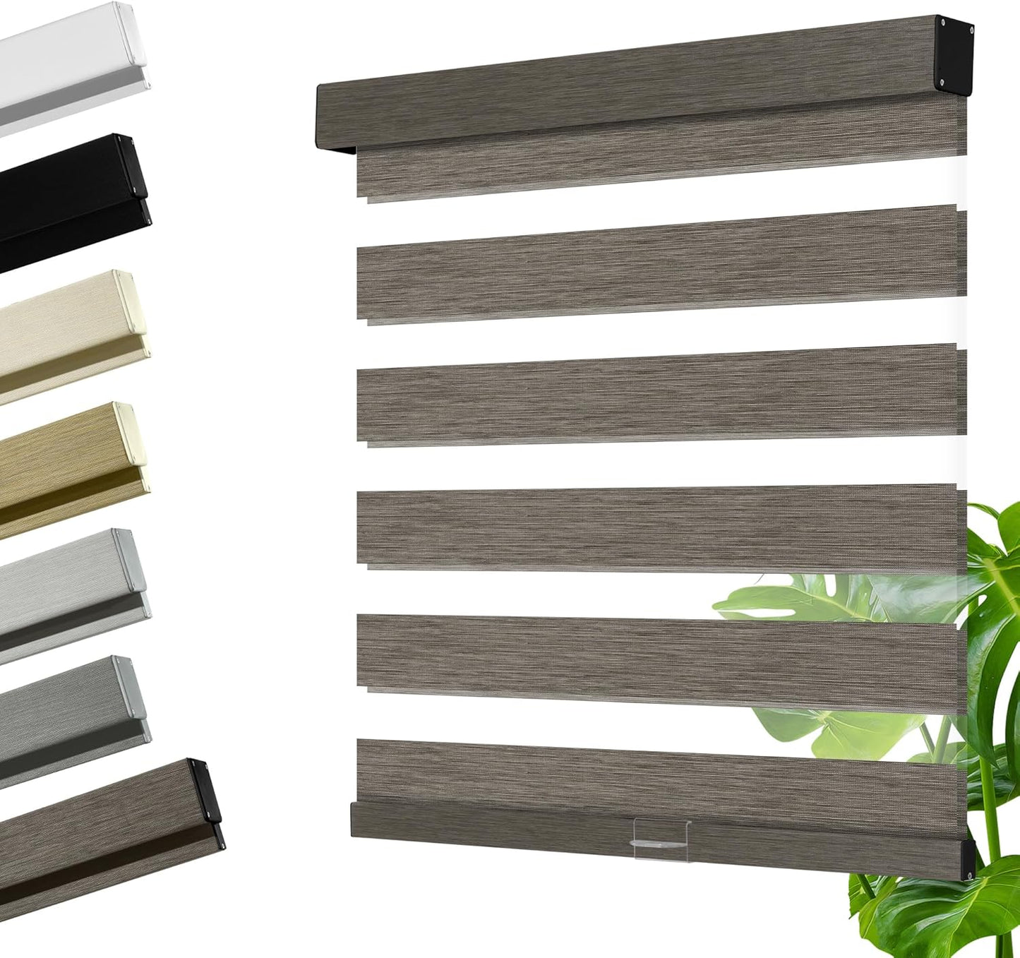 Cordless Zebra Blinds for Windows, Blackout Interior Blinds,Easy to Install,UV Protection,for Offices and Home,Custom Roller Shades, Mousse Dark Bown,38" W x 80" H