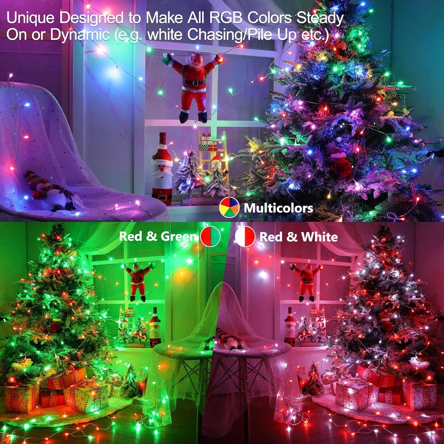 BrizLabs RGB String Lights, Color Changing Orange Purple Halloween Lights, 100 LED 33ft USB Christmas Light Dimmable with Remote, Mini Christmas Light String Clear Wire for Halloween Xmas Thanksgiving
