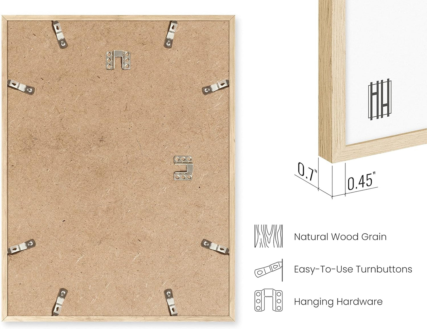 HAUS AND HUES Square Picture Frames 16 x 20 Set of 9 - Photo Gallery Wall Frame Set, Wood 16x20 Frames, 16 x 20 Frames Gallery Wall Set, 16x20 Frame with Mat, Square Frames 16x20 (Beige Oak Frames)