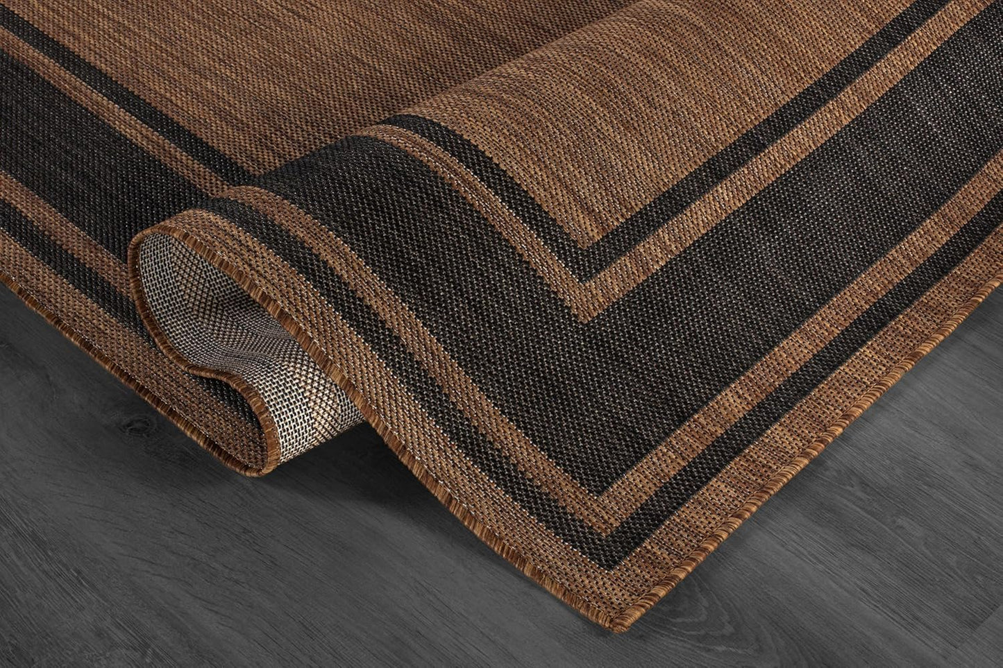 Beverly Rug Large Outdoor Rug 10x14 Modern Bordered Area Rugs for Indoor and Outdoor Patio Deck Porch Garden Waterproof Weather Sun Resistant Washable Outside Carpet (10 x 14 Gold)