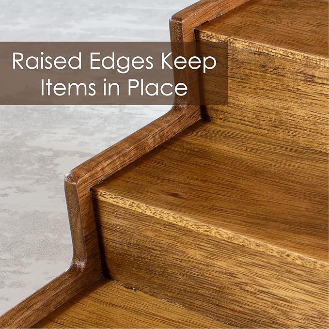 Acacia Wood 3 Tiered Spice Rack, 3 Tier Spice Organizer for Cabinet or Kitchen