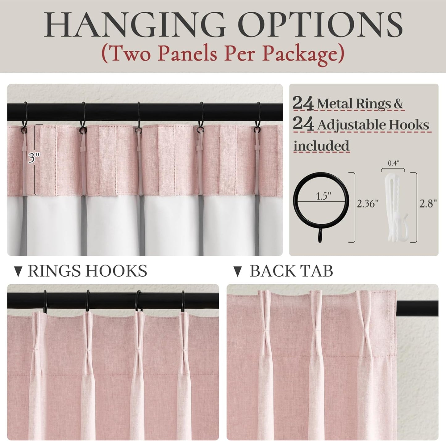 Baby Pink Extra Wide Curtains 70 Inches Wide for Grils Bedroom 2 Panels Set, Heavy Duty Pinch Pleated 84 Inch Long Linen Blackout Sliding Door Window Curtains Thermal Privacy Drapes(70"Wx84" Lx2)