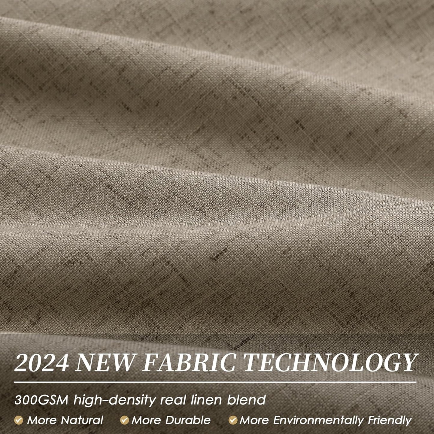 BOODII Room Darkening Curtains Matcha Brown Black Out Curtains 96 Inches Long 2 Panel Set Back Tab Neutral Linen Curtain for Sliding Door Modern Farmhouse Living Room Blackout Drapes Soundproof 52x96