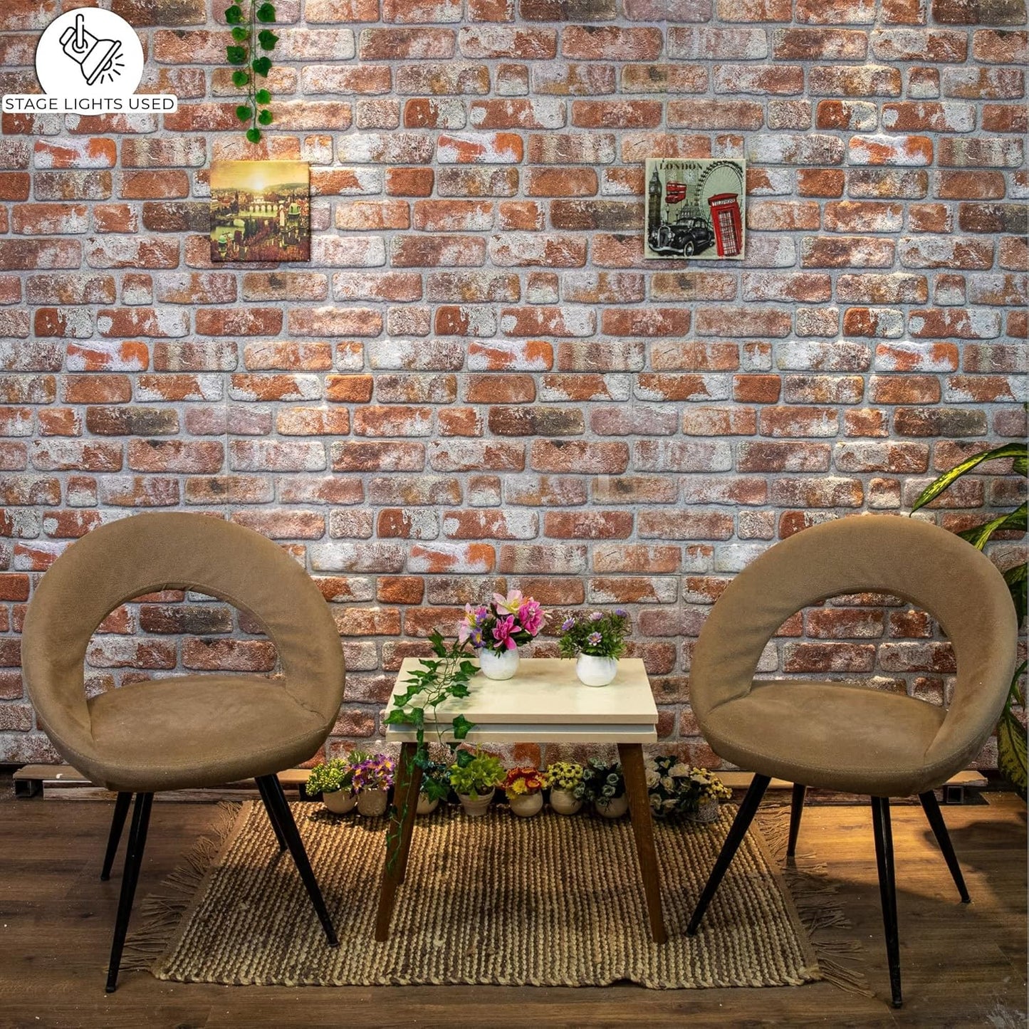 Dundee Deco 3D Wall Panels Faux Brick - Cladding Red Grey Brown Stone Look Wall Paneling, Styrofoam, Sample, Size 10 x 10 in.