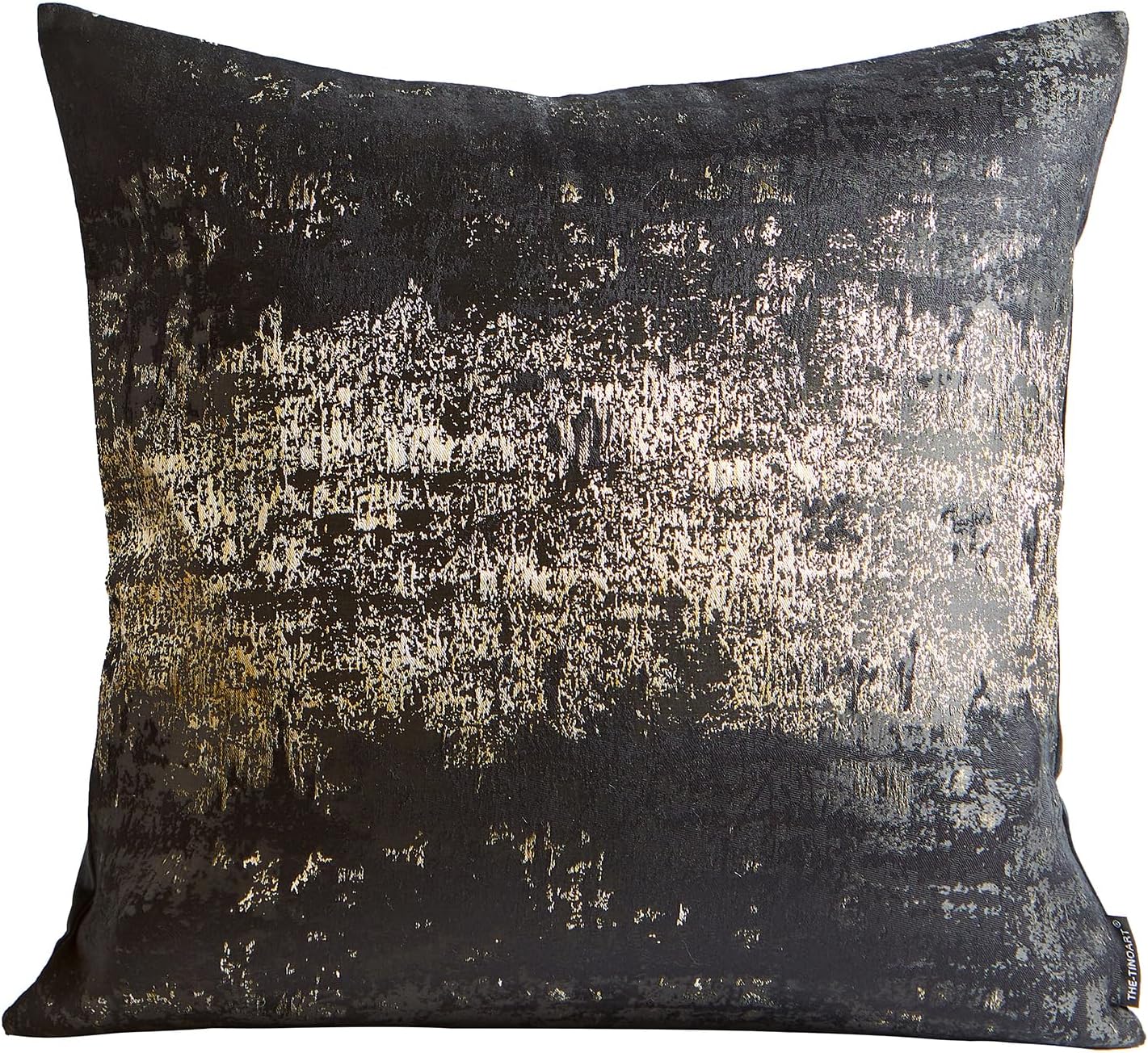 THE-TINOART Black & Gold Modern Luxury Pillow Cover 20x20 - Jacquard Embroidery with Metallic Thread, Reversible Decorative Throw Pillow Cover for Sofa/Bed, Velvet Backing