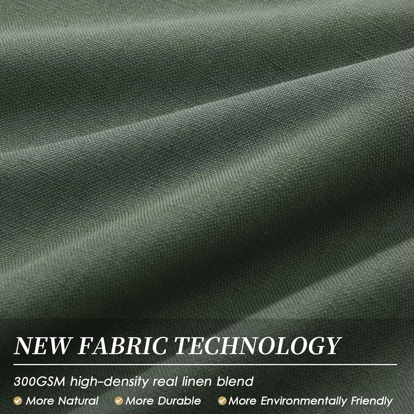 BOODII 63 Inch Blackout Curtains Olive Green Linen Black Out Curtains for Bedroom 2 Panels Set Modern Room Darkening Curtain Thermal Insulated Curtain for Winter Window Drapes Back Tab Loden 52x63
