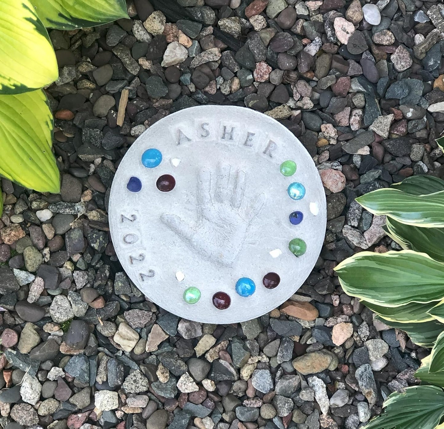 Large DIY Stepping Stone Kit, Handprint Stepping Stone, Mother's Day Gift, Footprint Stepping Stone (10 Inch + Stamp Set)