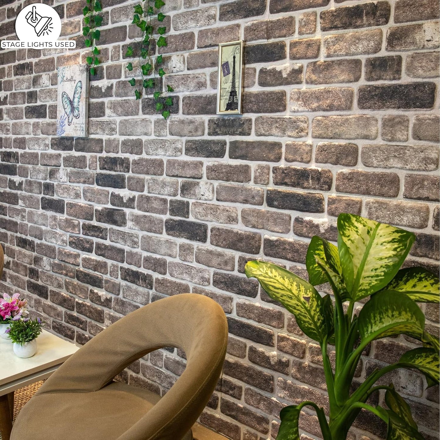 Dundee Deco 3D Wall Panels Faux Brick - Cladding Grey Black Stone Look Wall Paneling, Styrofoam, Sample, Size 10 x 10 in.