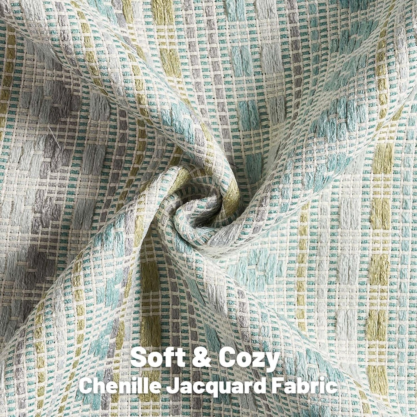 FUTEI Green Blue Decorative Throw Pillow Covers 12x20 Inch Set of 2,Soft Cozy Chenille Jacquard Textured Pillow Case,Boho Home Decor for Couch Bed Living Room