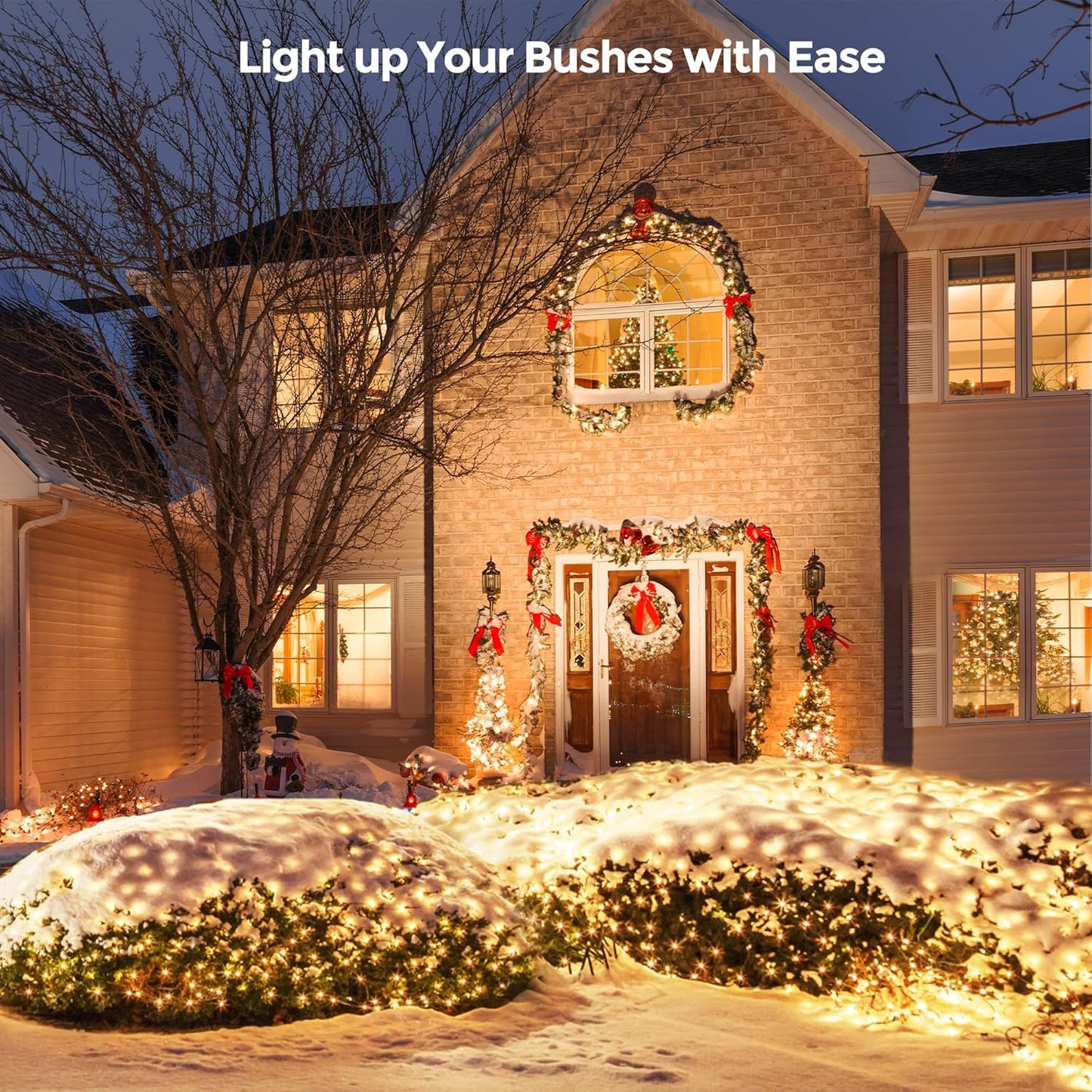 WBao Solar Christmas Lights Outdoor 200LED 8.4ft x 5.2ft Christmas Net Lights with Remote, 8 Lighting Modes, Timer, Waterproof for Lawn, Bushes, Shrubs, Trees Outdoor Christmas Decorations, Warm White