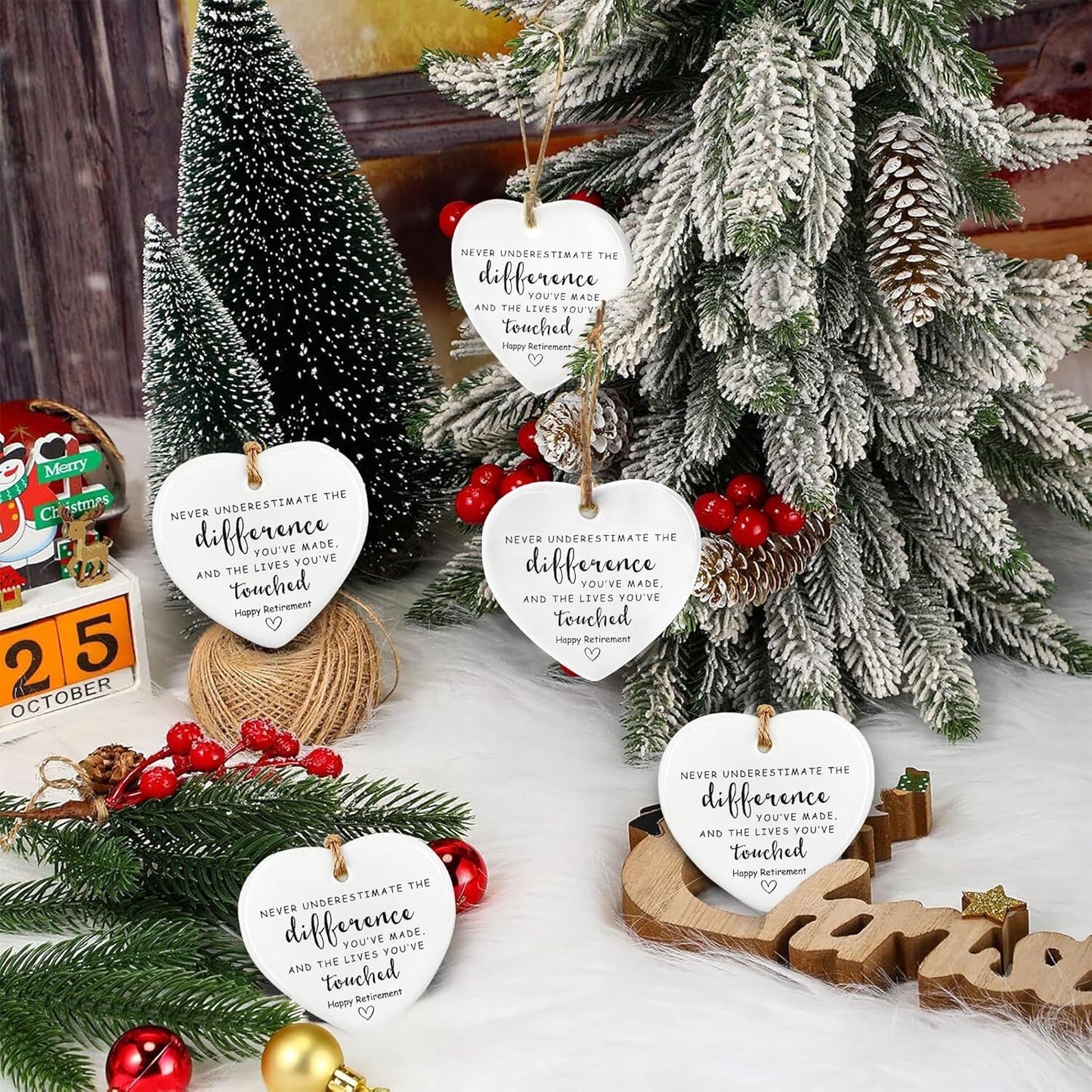 10 Pcs Retirement Gifts for Woman Men,Never Underestimate The Difference You Made Ceramic Ornament Happy Retirement Going Away Gift Leaving Gifts for Coworker,Boss,Nurse,Teacher,Friend,Mom