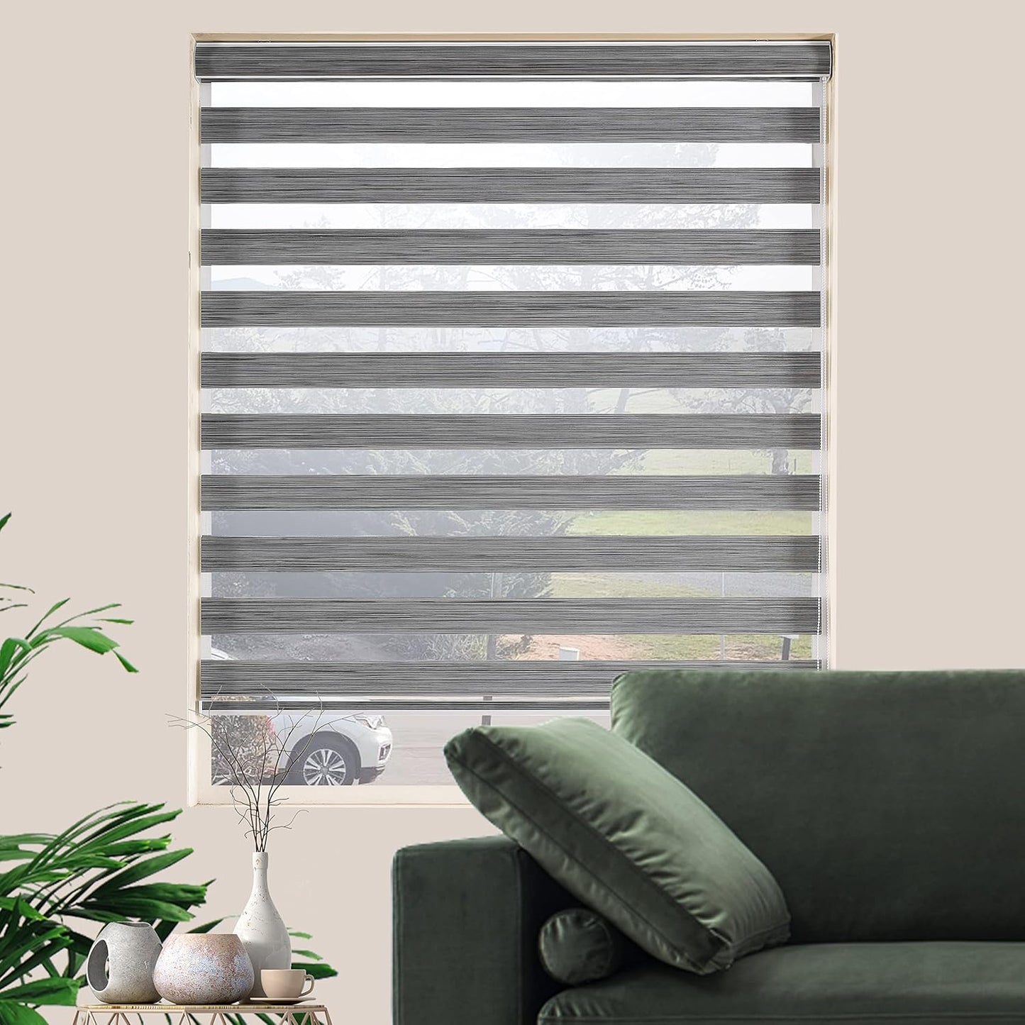 Zebra Blinds Window Blind Zebra Shade Blinds for Windows Roller Sheer Shades Privacy Light Filtering Shades for Home Kitchen Bathroom (Width 52'' X Height 72'' Grey)