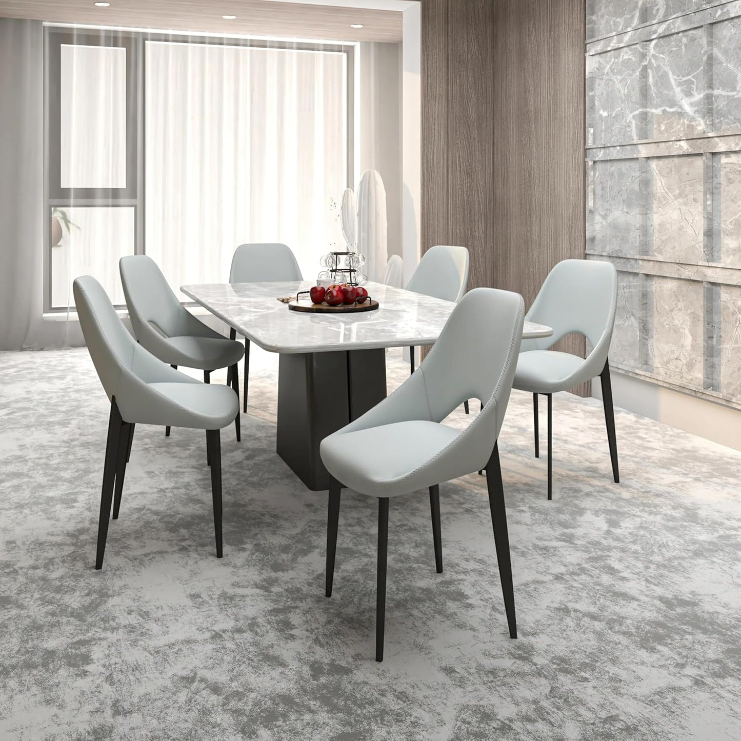 LeisureMod Amalfi Upholstered Fabric Dining Chair – Modern Side Chair with Iron Legs, Mid-Century Accent Chair for Dining Room or Kitchen