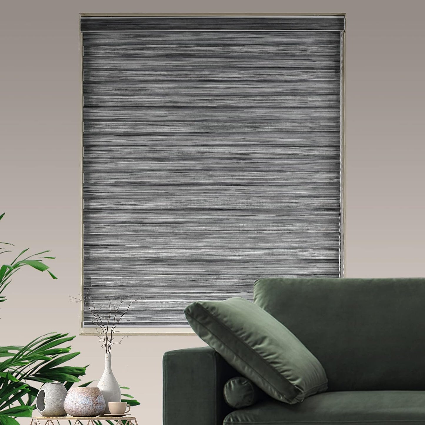 Zebra Blinds Window Blind Zebra Shade Blinds for Windows Roller Sheer Shades Privacy Light Filtering Shades for Home Kitchen Bathroom (Width 57'' X Height 72'' Grey)