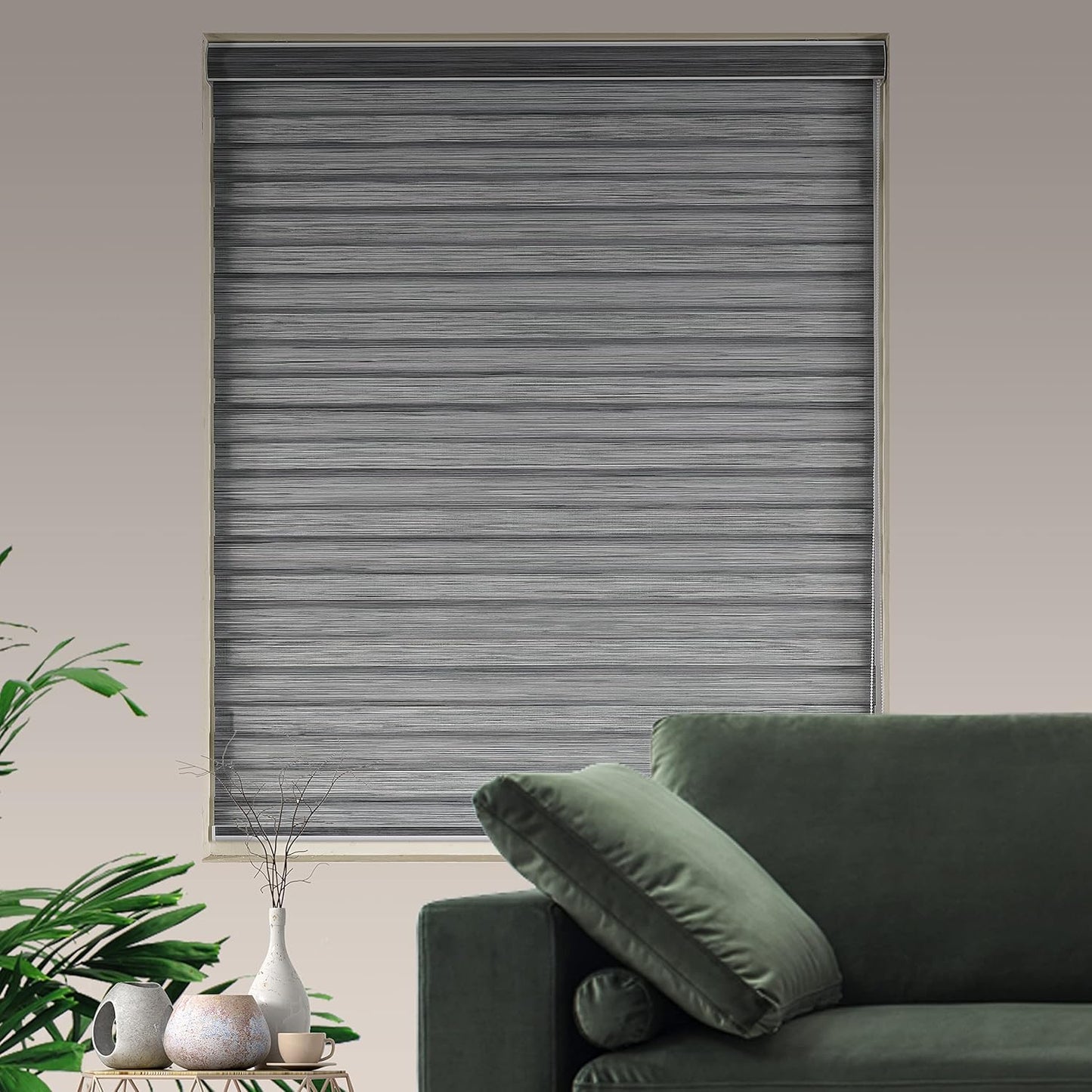 Blinds for Windows, Dual Layer Zebra Blinds & Light Filtering Roller Shades for Living Room and Basement, (Maximum Height 72inch, Grey, Width 20 inch)