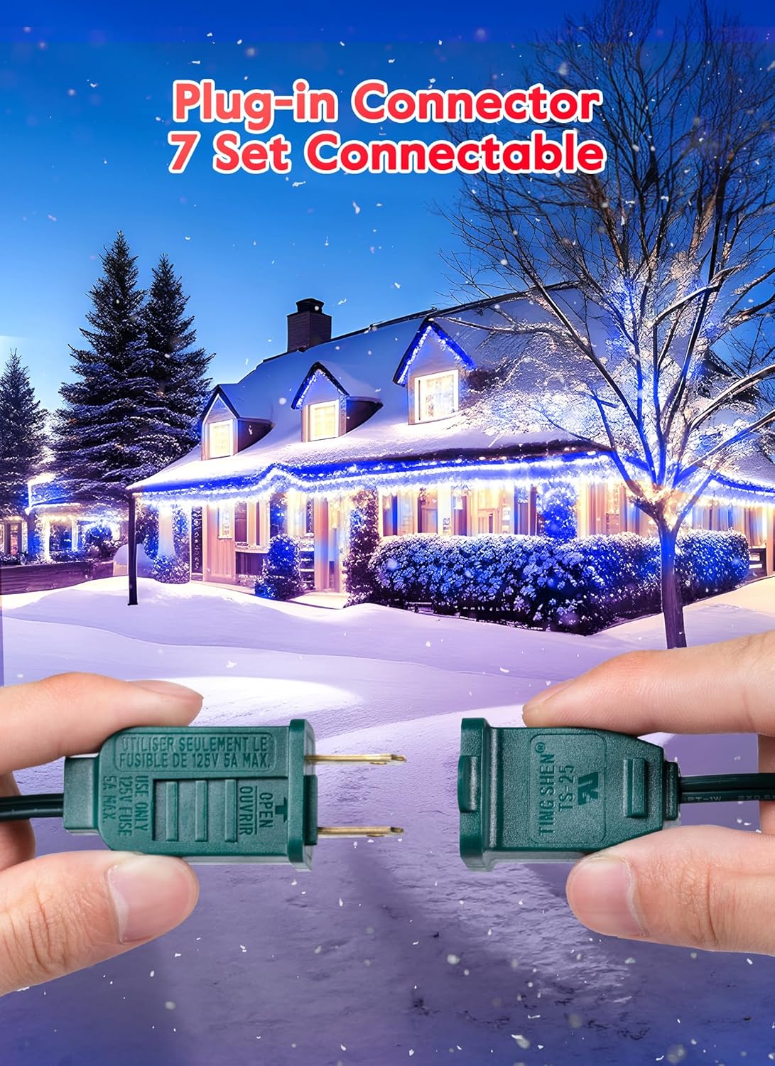 Minetom C9 Christmas String Lights, 100 Ft Blue C9 Outdoor Christmas Lights with 100 Strawberry C9 Led Bulbs, Connectable UL Certified for Outdoor Indoor Roofline Holiday Backyard Xmas Decor