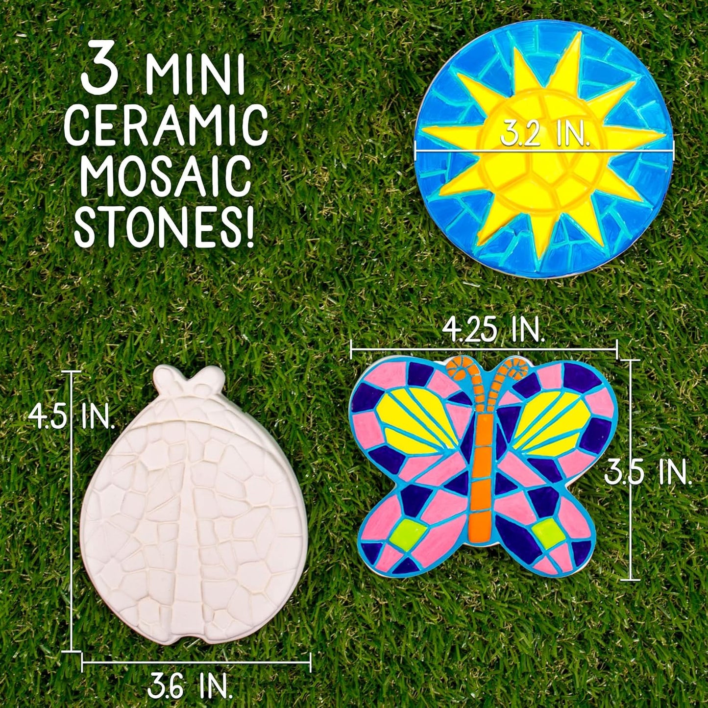 Creative Roots Paint Your Own Butterfly, Ladybug & Sun Stepping Stone by Horizon Group USA, 1 box of 3 count