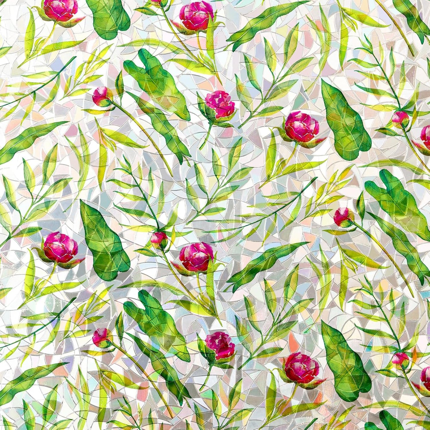 Rainbow Window Privacy Film 3D Floral Decorative Stained Glass Window Film Anti UV Non-Adhesive Reusable 23.6" x 78.7" for Home Room Car Glass Cling