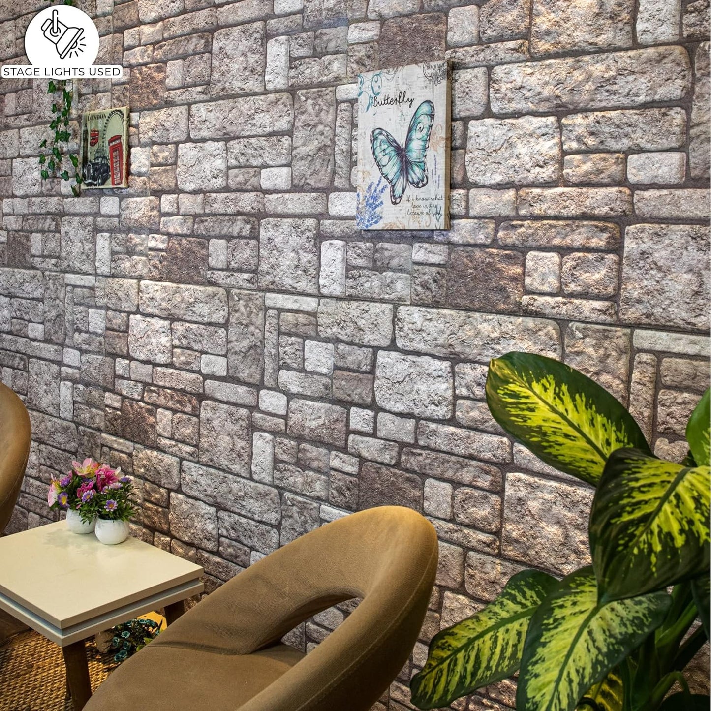 Dundee Deco 3D Wall Panels Faux Brick - Cladding, Grey Stone Look Wall Paneling, Styrofoam Facing for Living Room, Kitchen, Bathroom, Balcony, Bedroom, Set of 10, Covers 53 sq ft