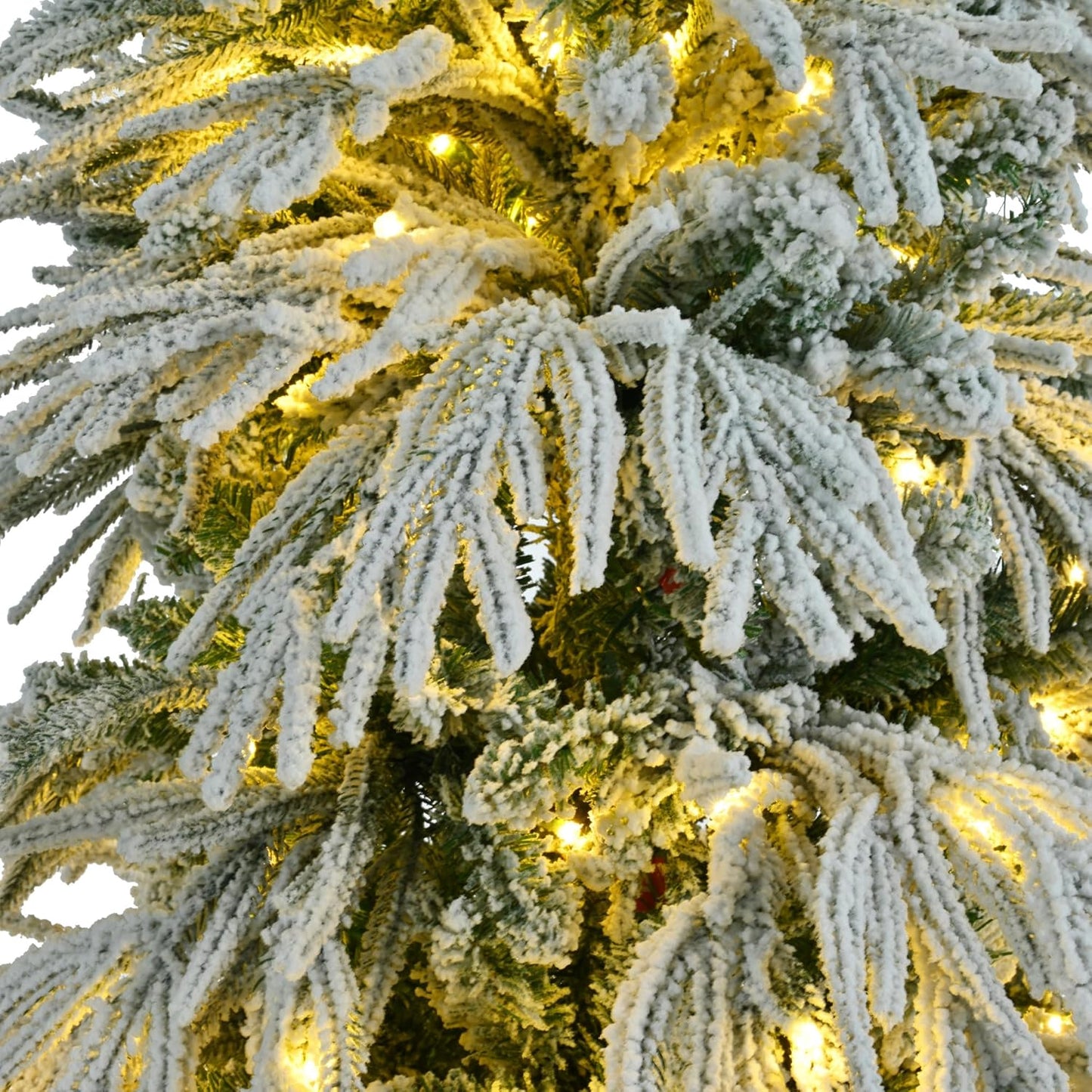 7.5FT Pre-Lit Spruce Snow Flocked Artificial Christmas Tree - Xmas Tree for Christmas,350 Multi-Color LED Lights and 1389 Branch Tips, Xmars Trees for Home Office Christmas Decor