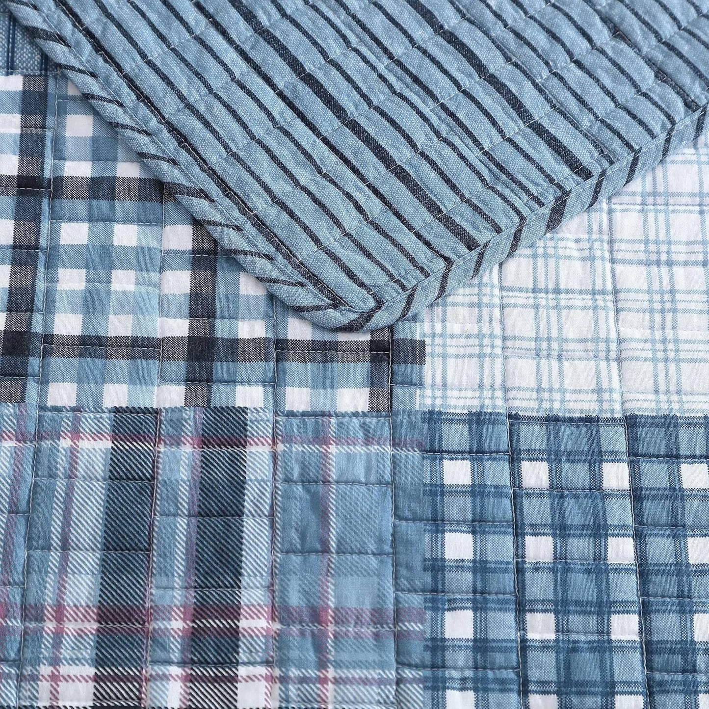 Eddie Bauer - King Quilt Set, Reversible Cotton Bedding with Matching Shams, Classic Floral Home Decor with Plaid Reverse (Flower Field Green, King)