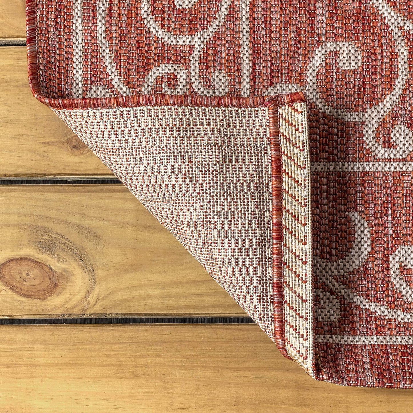 JONATHAN Y Vintage Filigree Indoor Outdoor Area Rug 6X9 Red/Beige, Charleston Textured Weave for Backyard, Patio, Porch, Easy-Cleaning, High Traffic, Pet-Friendly, Non-Shedding (SMB106B-6)